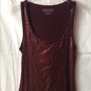 Maroon Sequined Tank Top